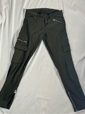 GUESS Olive Green Cargo Pants Womens 28 Utility Y2K Zipper Ankle Military Style